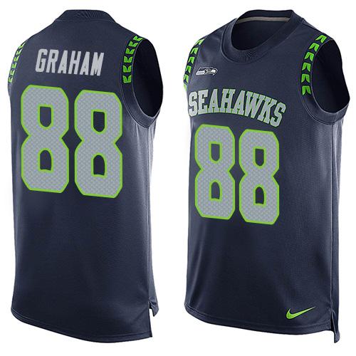 Nike Seahawks #88 Jimmy Graham Steel Blue Team Color Men's Stitched NFL Limited Tank Top Jersey
